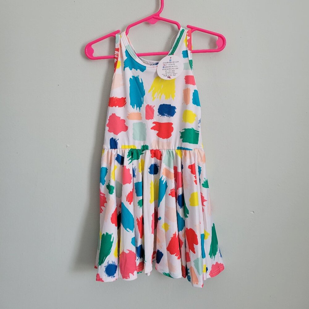 Dot Dot Smile Dress Girl's 2T Toddler Colored Paint Splatter Twirl Tank NWT
